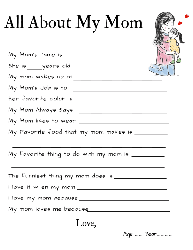 All About My Mom Free Printable The Keele Deal