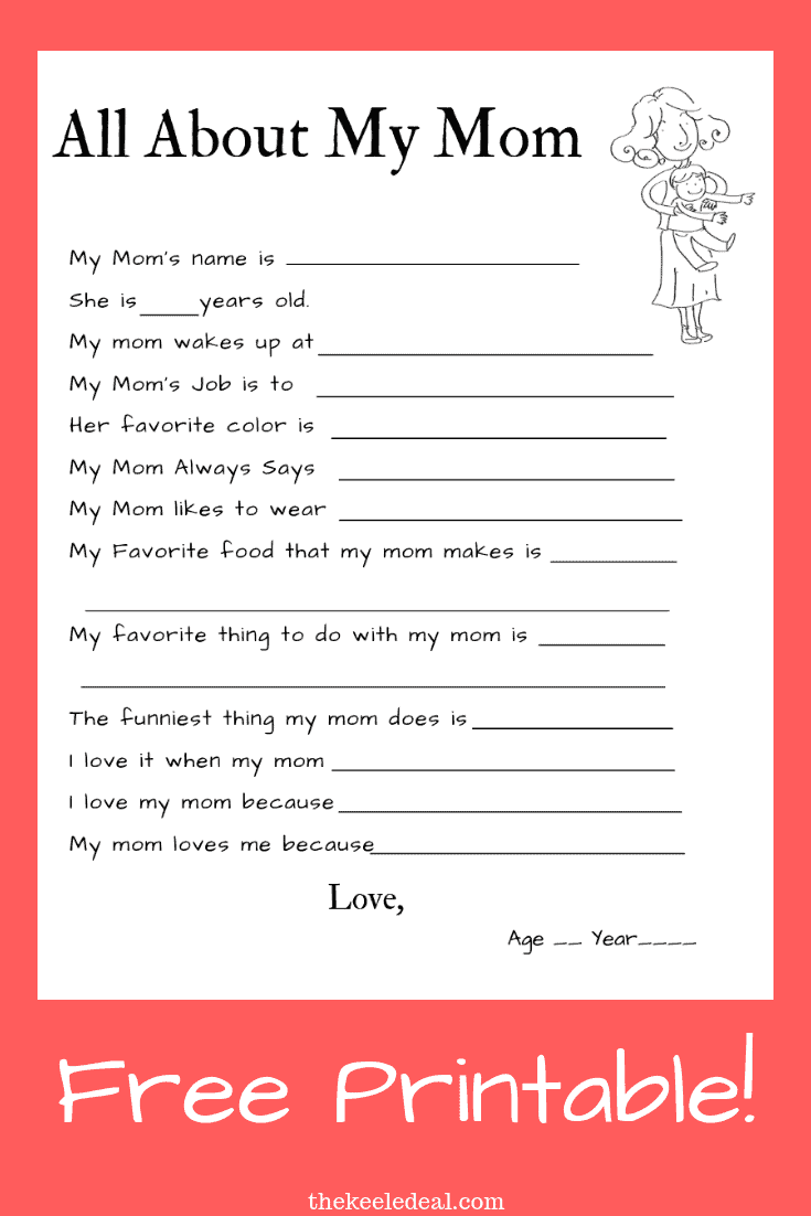 All About My Mom {Free Printable} The Keele Deal